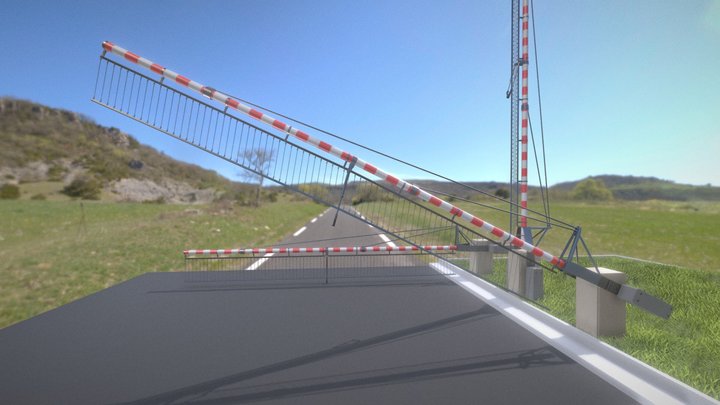 Railroad Barrier 8m (High-Poly) Protective Grid 3D Model