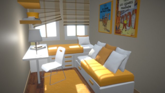 Dormitory Bedroom 3D Model