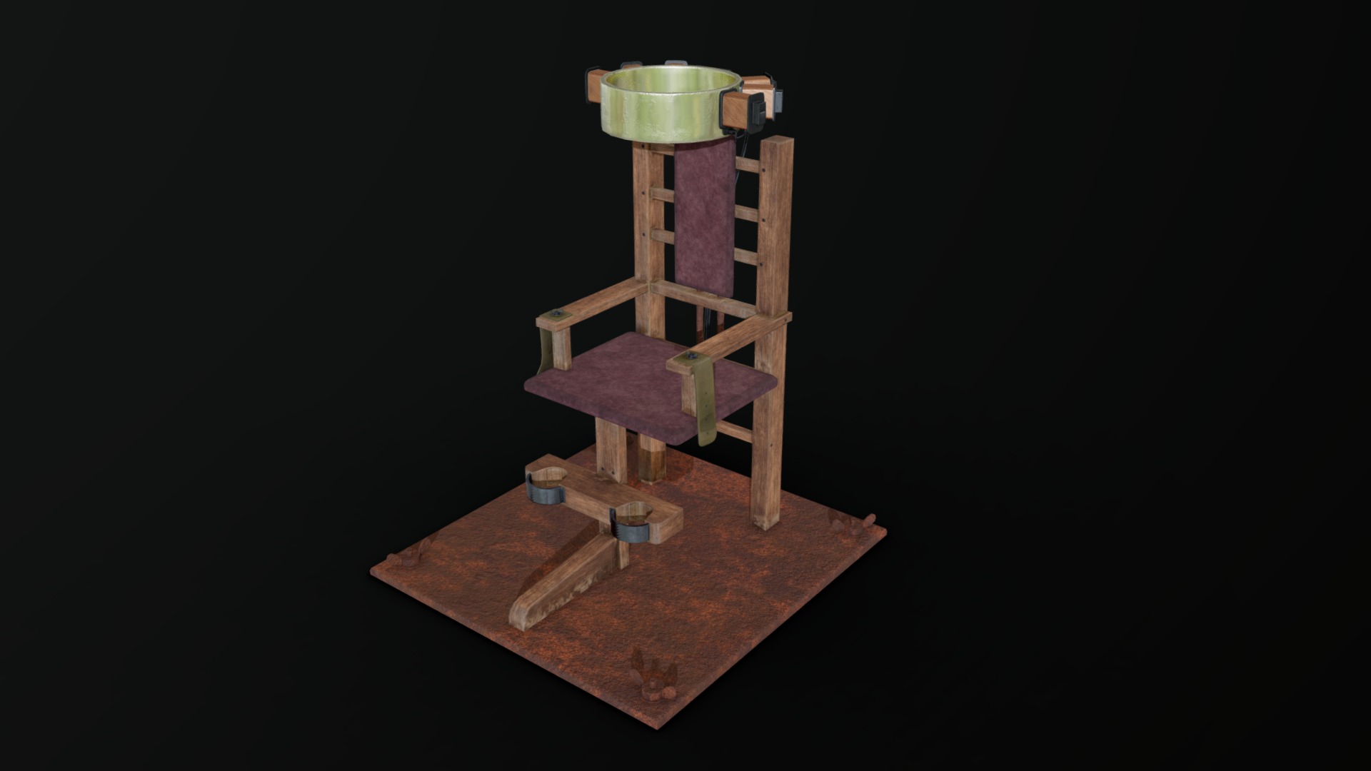 3D model Dark Chair - This is a 3D model of the Dark Chair. The 3D model is about a wooden chair with a green cup on top.