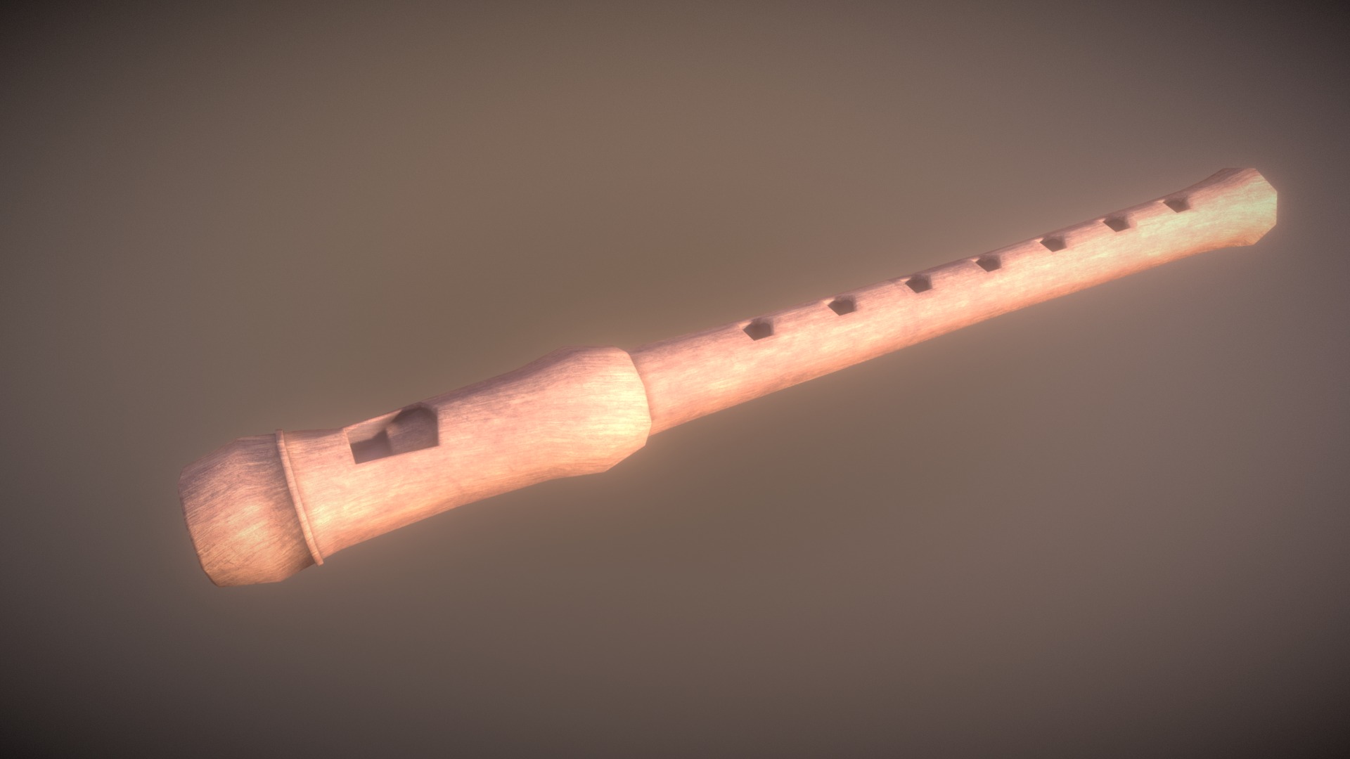 3D model Game Ready Flute Wooden Low Poly - This is a 3D model of the Game Ready Flute Wooden Low Poly. The 3D model is about a close-up of a sword.