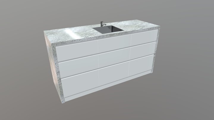 Kitchen Island Colonial White 3D Model