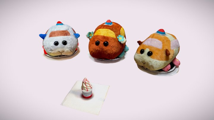 Three Molcar & icecream 3D Model
