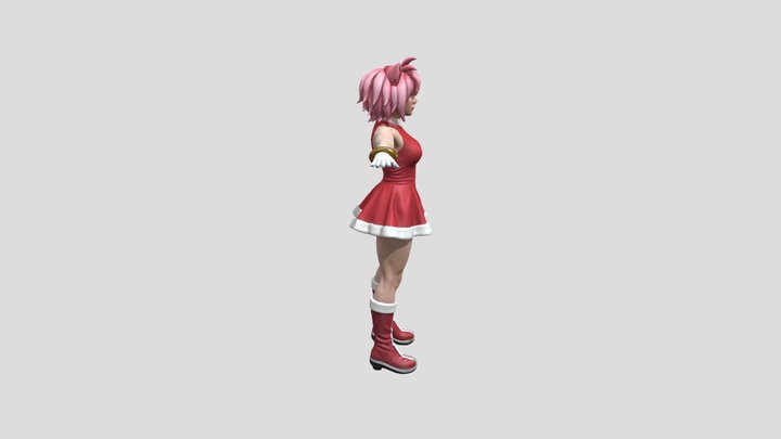 Amy Rose (Sonic) Realistic T-Pose 3D Model