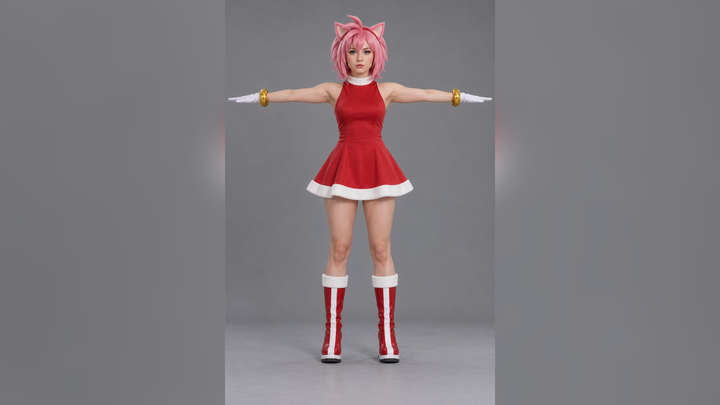 Amy Rose (Sonic) Realistic T-Pose 3D Model