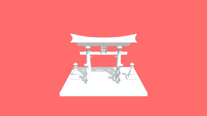 Первая 3д модель. Японская арка "Тории". 3D Model