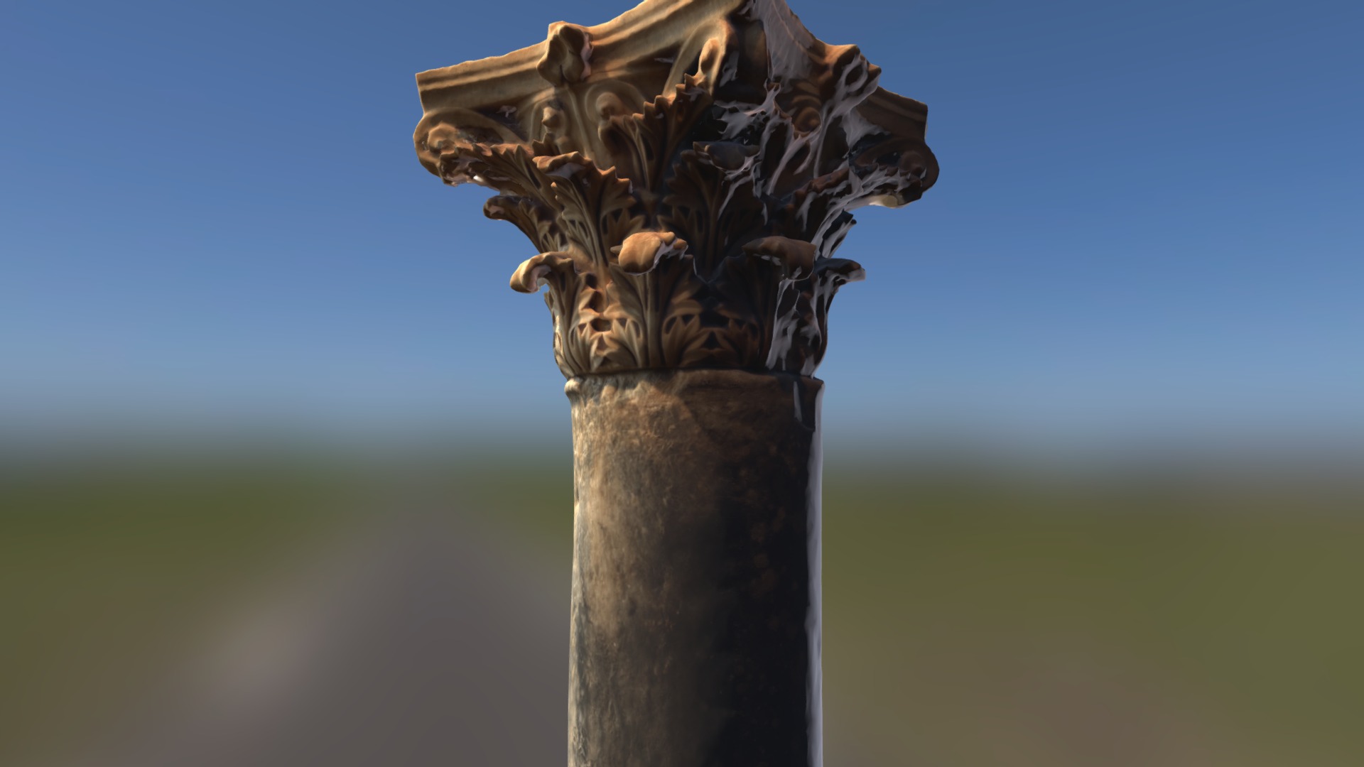 3D model Ancient Greek Column - This is a 3D model of the Ancient Greek Column. The 3D model is about a tree branch with a statue on it.