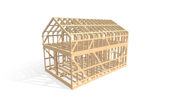 Барн 2 этажа 3D Model
