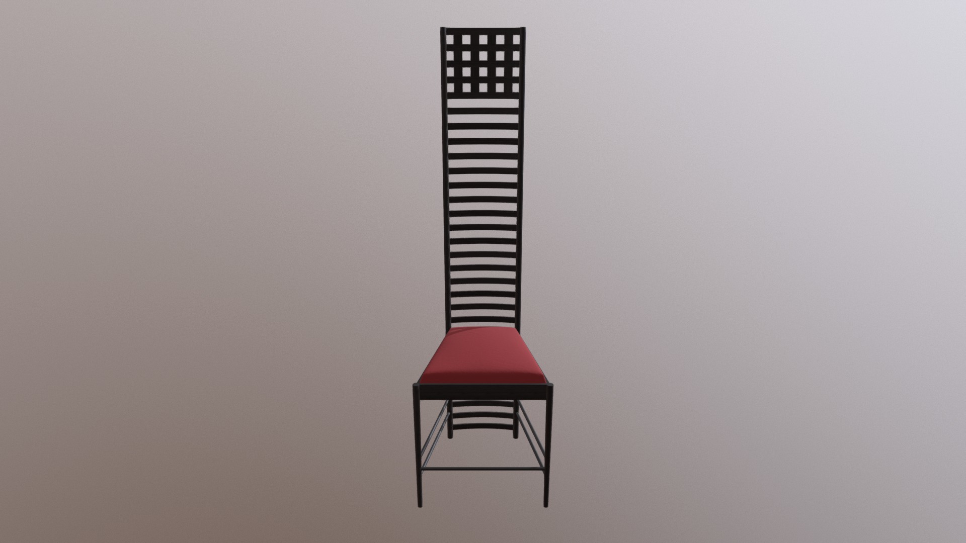 3D model Hill House Chair By Charles Rennie Mackintosh - This is a 3D model of the Hill House Chair By Charles Rennie Mackintosh. The 3D model is about a red and black tower.