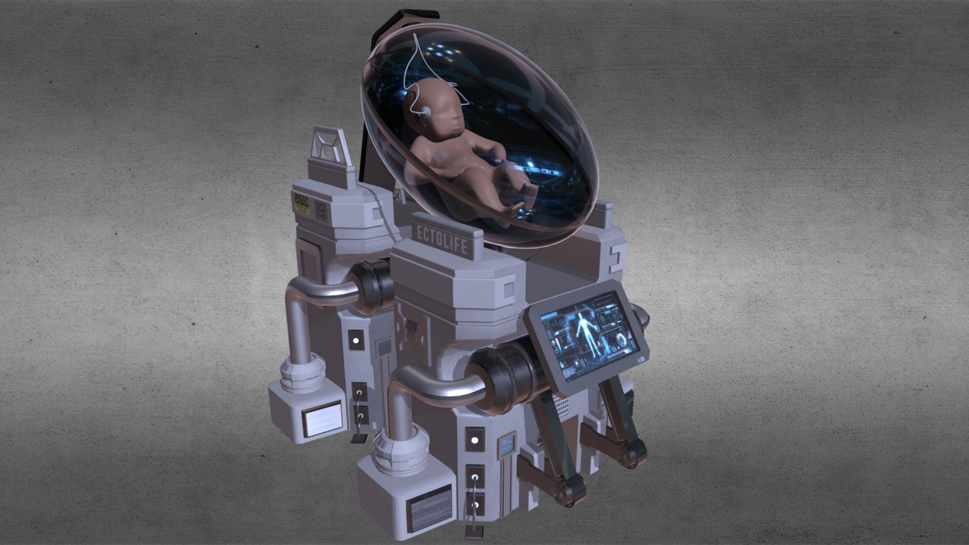 EctoLife Pod (sci-fi baby clone chamber) — Sketchfab embed 3D viewer