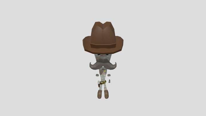 Low poly robot wild west sheriff 3D Model