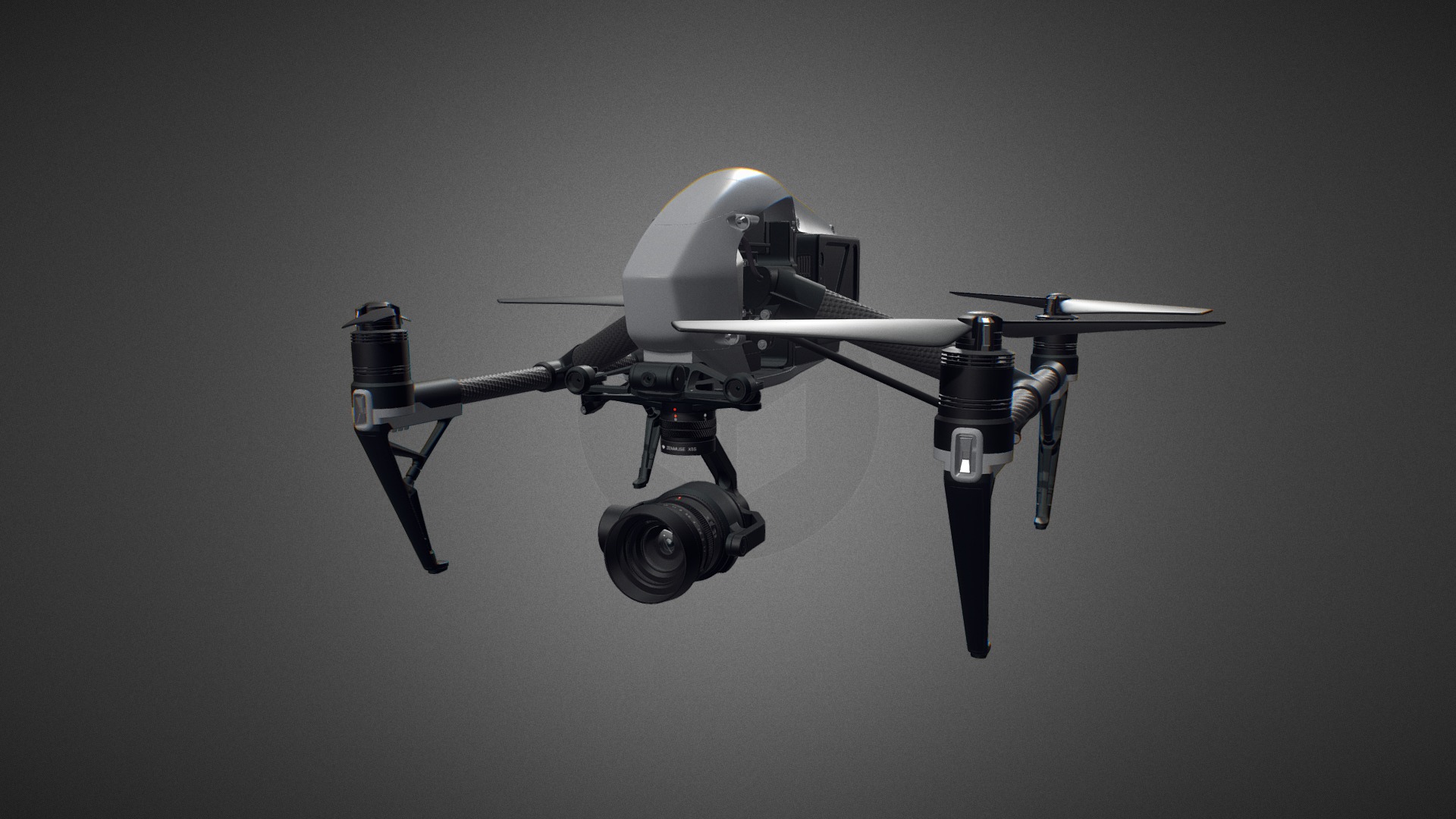 3D model DJI Inspire 2 for Element 3D - This is a 3D model of the DJI Inspire 2 for Element 3D. The 3D model is about a drone flying in the sky.