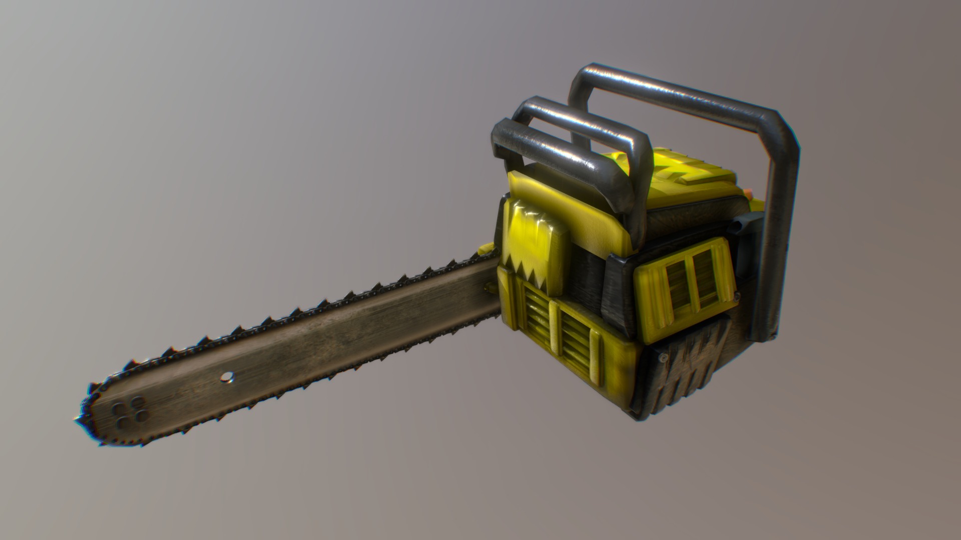 3D model Commercial – Chainsaw – Version 2 - This is a 3D model of the Commercial - Chainsaw - Version 2. The 3D model is about a yellow and black machine.