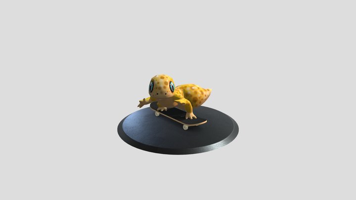 GeckoOnSkateboard 3D Model