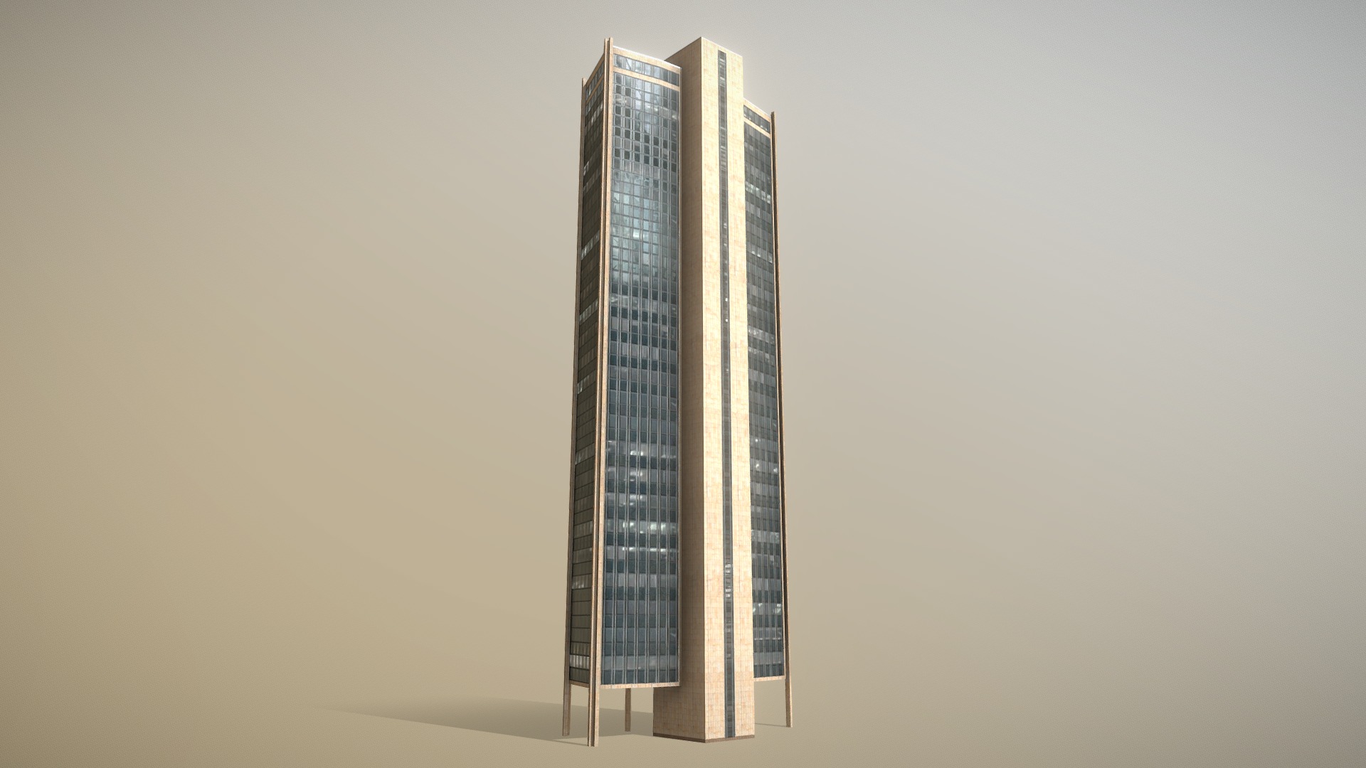3D model Bogota Seguros Tequendama - This is a 3D model of the Bogota Seguros Tequendama. The 3D model is about a tall building with a glass front.