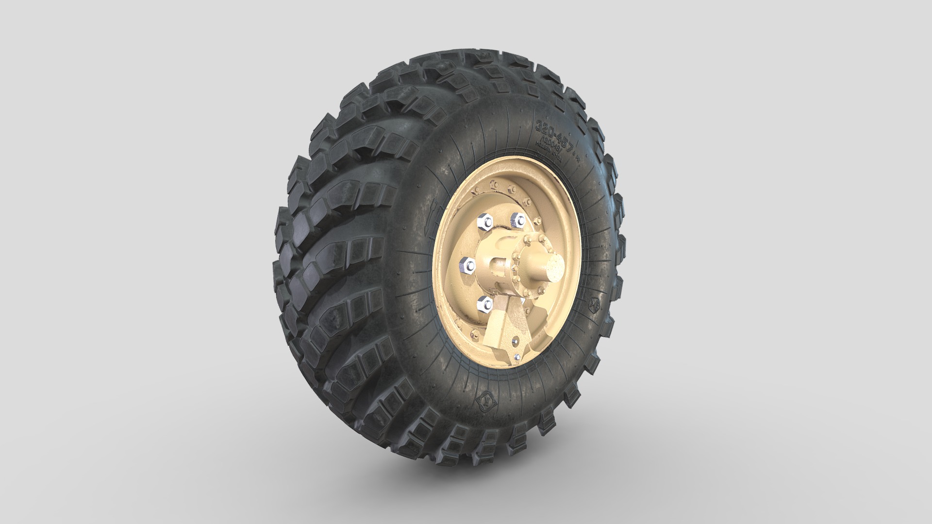 3D model ZIL-157 Tire + Disc_Clean_Yellow - This is a 3D model of the ZIL-157 Tire + Disc_Clean_Yellow. The 3D model is about a tire with a face on it.