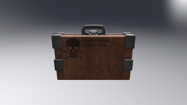 Dangerous Contents Wooden Suitcase 3D Model