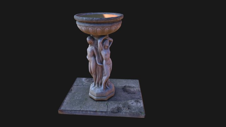 Photoscaned Bird Bath Statue 3D Model
