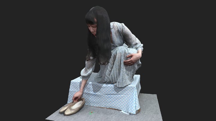 Girl arrange shoes 3D Model