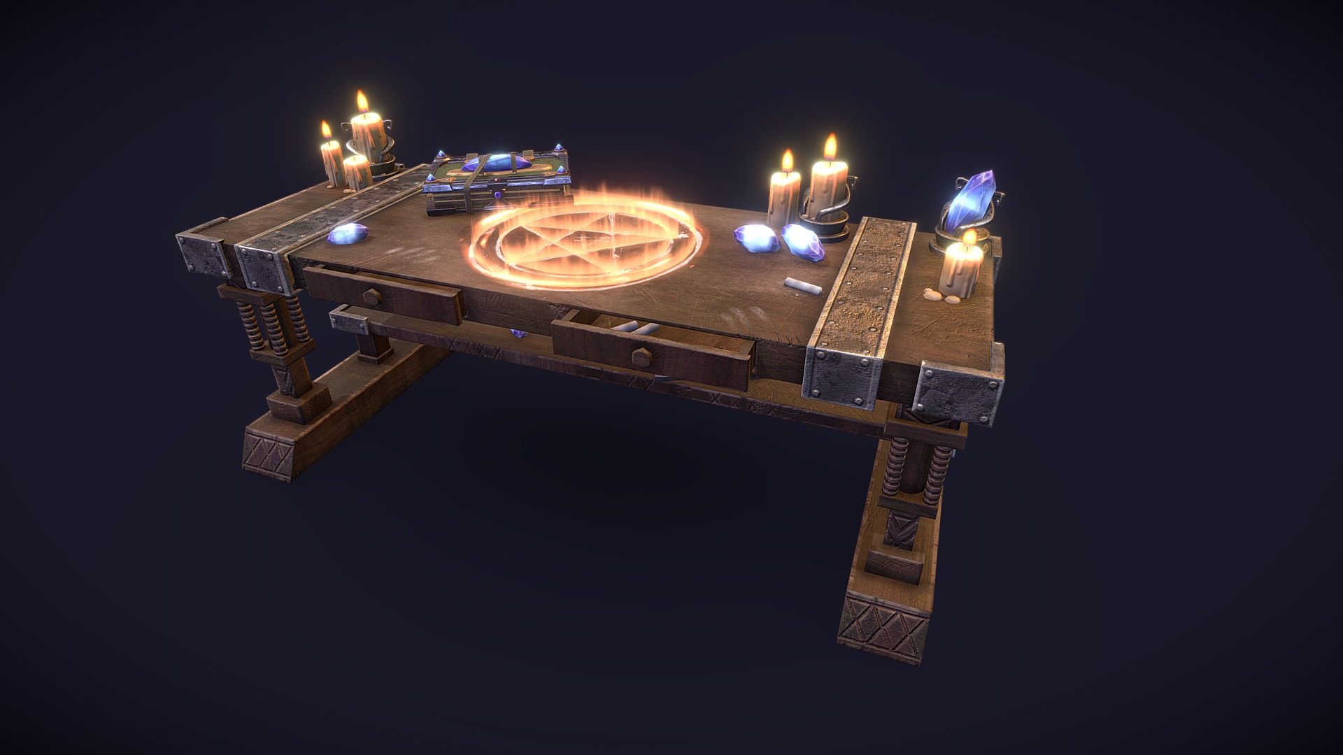 3D model Magical summon table - This is a 3D model of the Magical summon table. The 3D model is about a game board with pieces and a game on it.