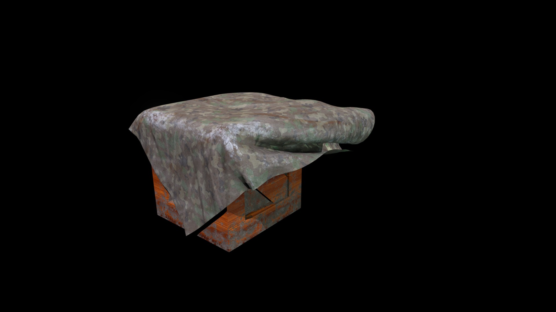 3D model Military box effected by wind - This is a 3D model of the Military box effected by wind. The 3D model is about a stone with a stone on top.