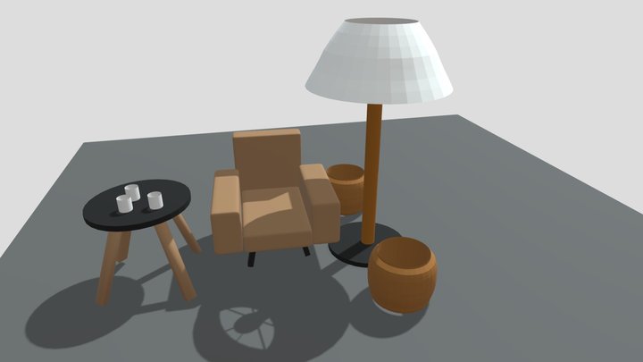 Ambiente 3D - Mesa E Poltrona. 3D Model