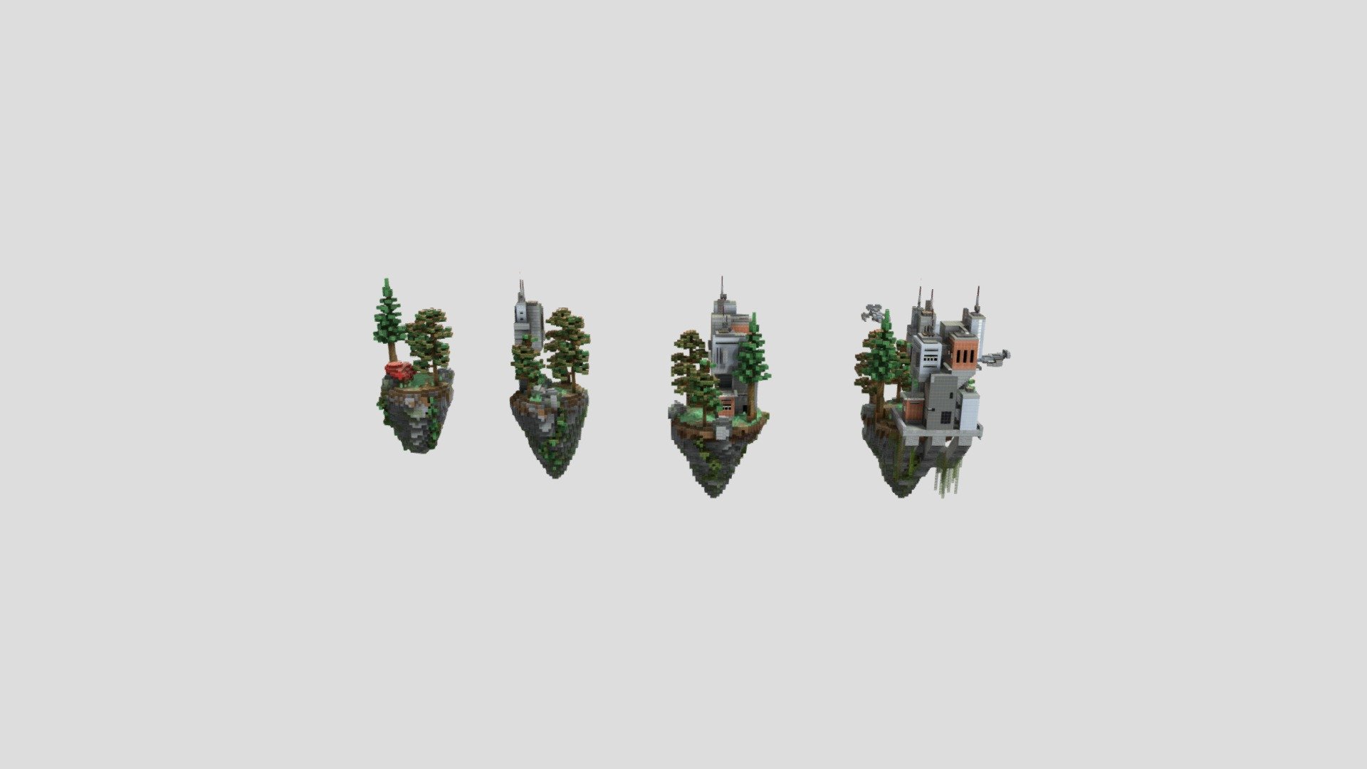 PixelMine | 4 Sci Fi Skyblock Islands - 3D model by Pixel Mine ...