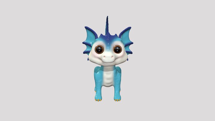 Sculpted Blue Dragon 3D Model