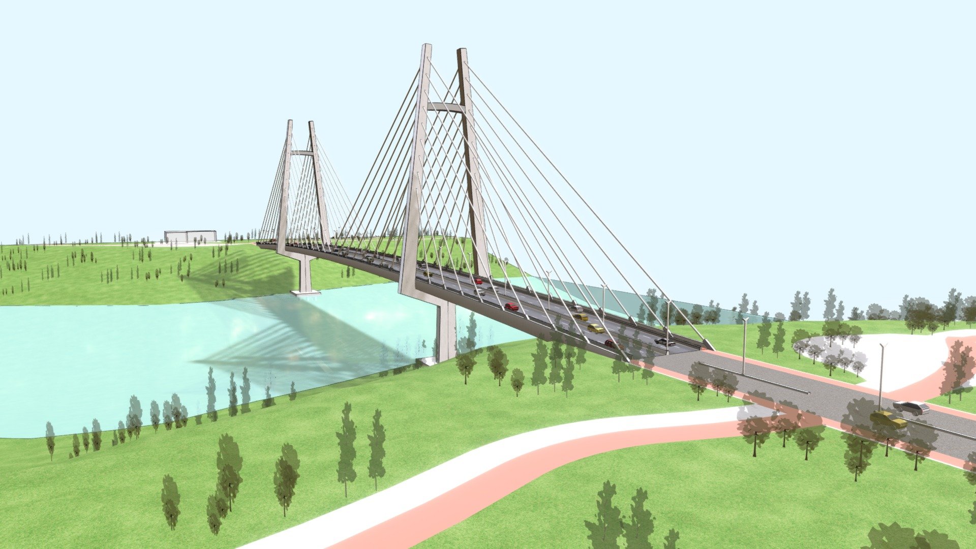Design layout of the cable-stayed bridge. | Download Scientific Diagram