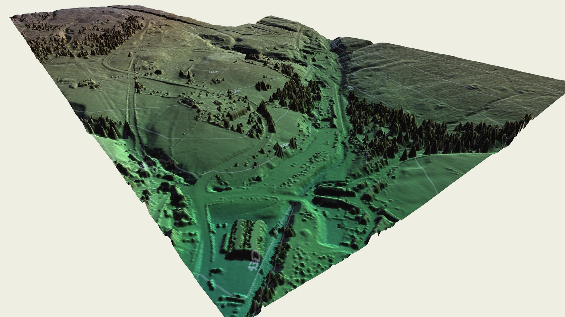 Nenthead, LIDAR 1M DSM elevation colour banded.