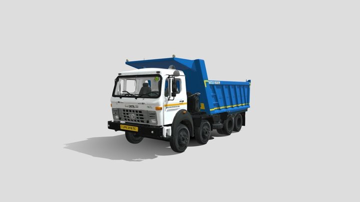 White and Blue Tata Truck 3d model free – Kostenloses 3D-Modell STL