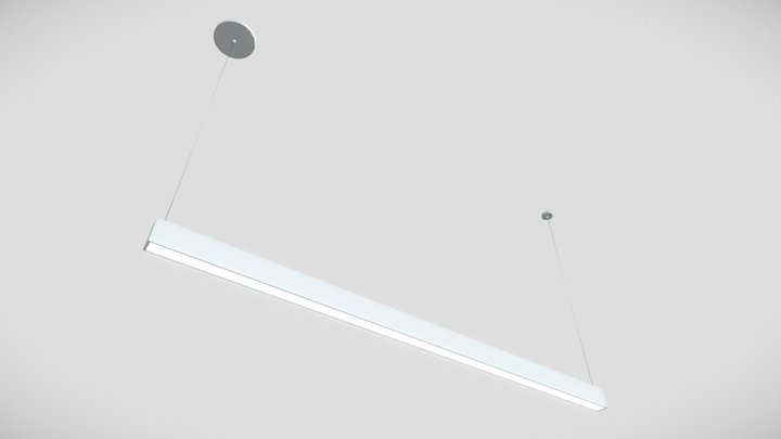 Slim 1.3″ 4 FT Semi direct Light Fixture - White 3D Model