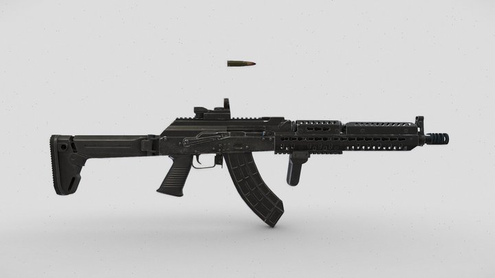 AKM RIFLE WITH ACCESSORIES 3D Model