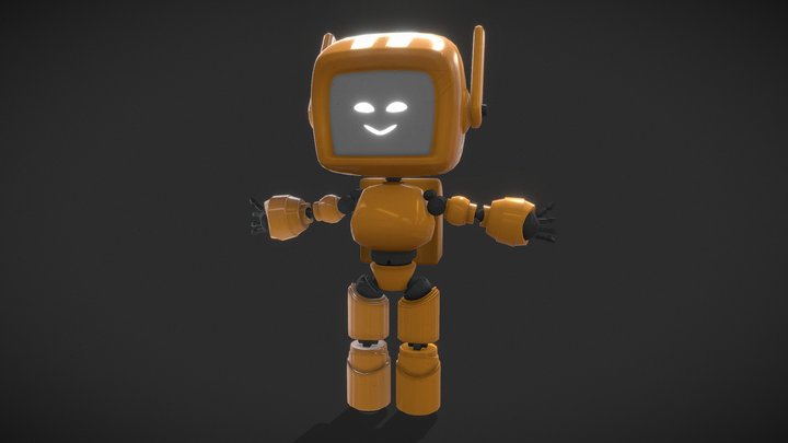 Orange Robot 3D Model