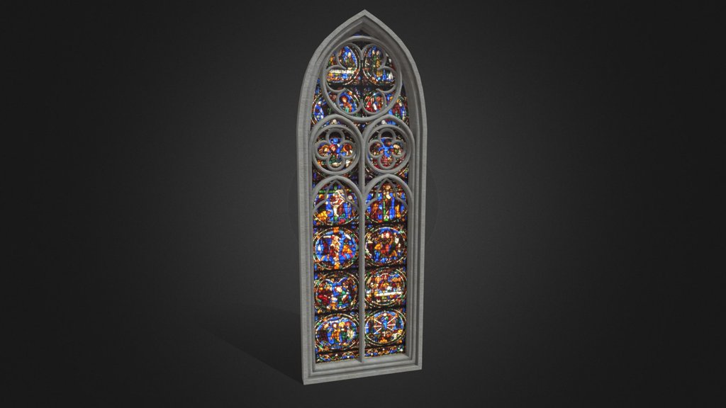 Gothic window with painted glass