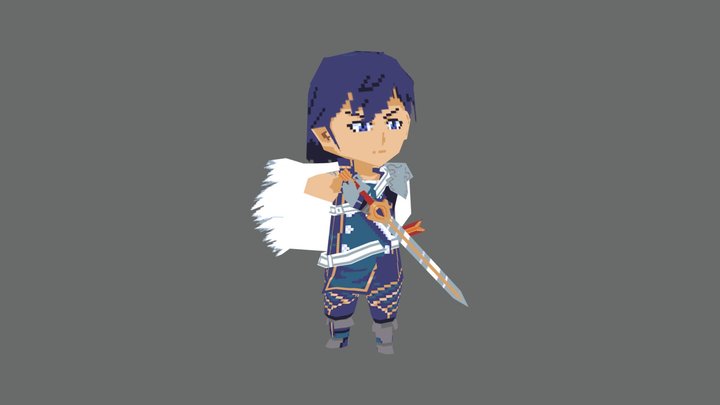 Chrom - Lowpoly Pixelart 3D Model