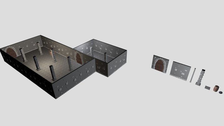 Modular Dungeon Textured 3D Model