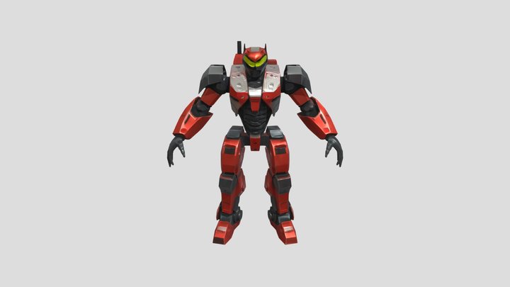 Red armored robot 3D Model