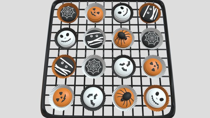 Set Of Halloween Macaroons 3D Model
