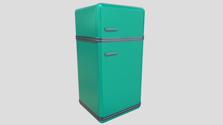 Lowpoly Refrigerator from the 60s 3D Model
