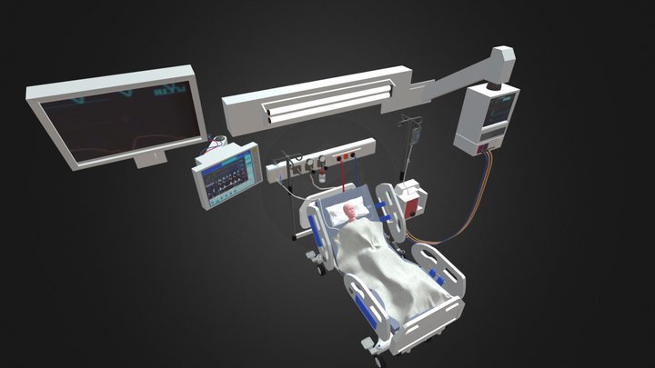 HospitalBed & Monitors 3D Model