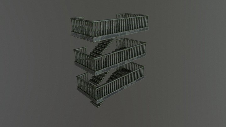 Fire escape stairs 3D Model
