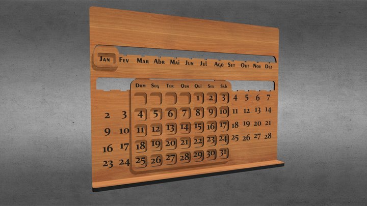 Laser-Cut Permanent Calendar – Modello 3D gratuito STL