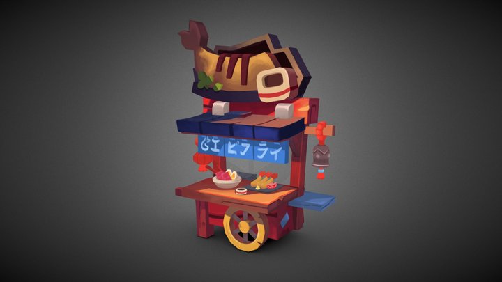 Japanese Street Food Cart 3D Model