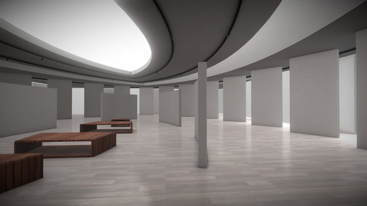 VR Art gallery baked 3D Model