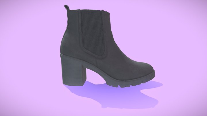 Suede Women's Heeled Boot 3D Model