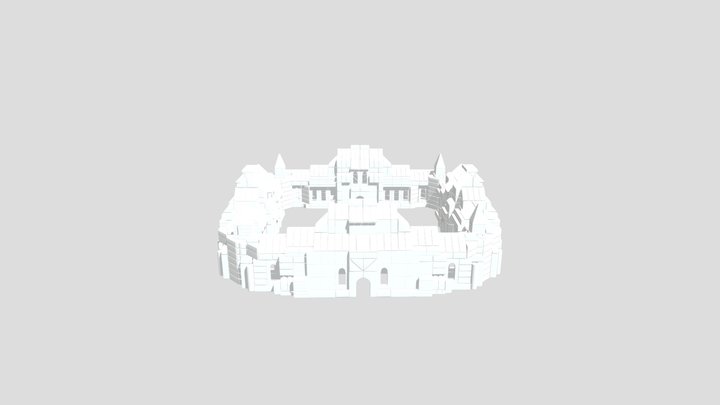 Sand-like design Midpoly Castle with no Textures 3D Model