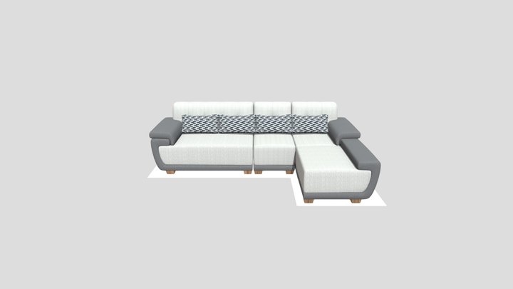Eva Leatherite Sofa L Shape BL 3D Model
