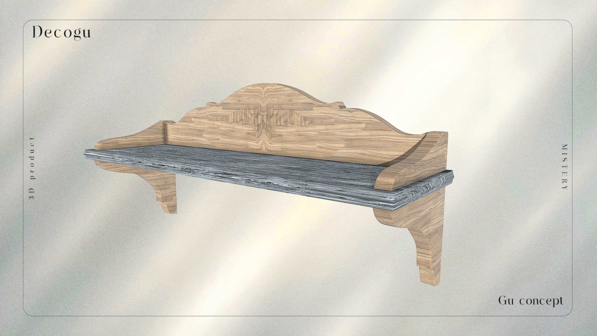 Vintage Wooden Wall Shelf with Ornament
