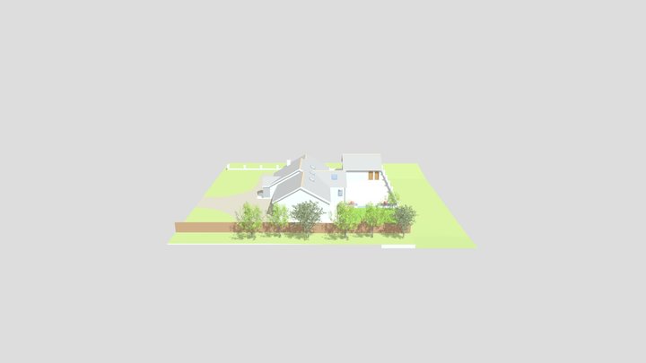 Sketchup Garage And Rear Landscaping 3D Model