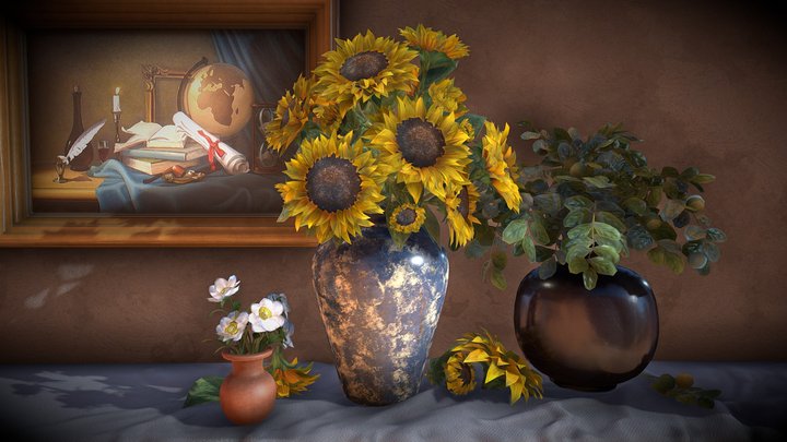 Sunflower Vase 3D Model